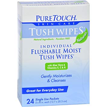 Puretouch Skin Care Puretouch Tush Wipes Flushable - 24 Wipes