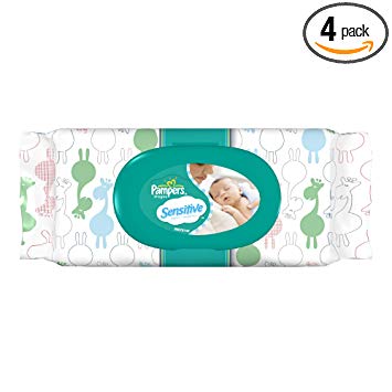 Pampers Sensitive Wipes 1X Fitment 64 Count (Pack of 4)