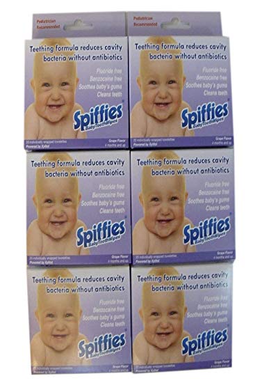 Spiffies Toothwipes, Grape Flavor, 20 Count, (Pack of 6)