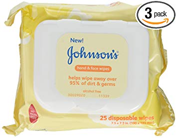 Johnsons Baby Hand and Face Wipes, 25-count (Pack of 3)