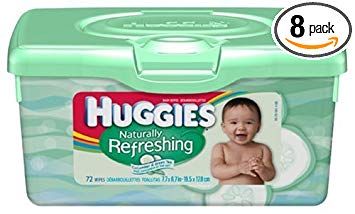 Huggies Naturally Refreshing Cucumber & Green Tea Baby Wipes, 72-Count Tub (Pack of 8)