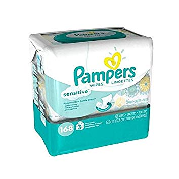 Pampers Sensitive Wipes Travel Packs 168 CT (Pack of 4)