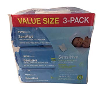 CVS Sensitive Baby Wipes Unscented 64 Ct. Pack Of Three