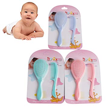 Stebcece 2pcs/Set Soft Safety Baby Hair Brush Infant Comb Gentle Shower Design Pack Kit