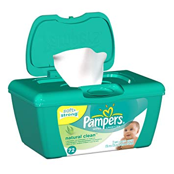 Pampers Natural Clean Wipes Tub 72 Count