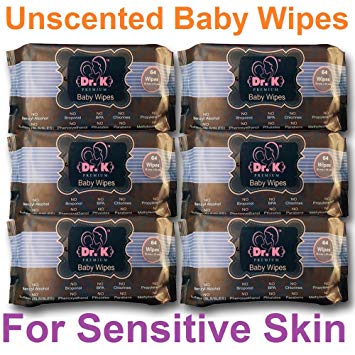 Baby Wipes Unscented - Dr. K Premium Baby Wipes Sensitive, Hypoallergenic, Fragrance Free Gentle on...
