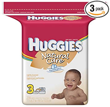 Huggies Natural Care Baby Wipes, Scented, Refill, 216-Count Pack (Pack of 3)=648 Wipes