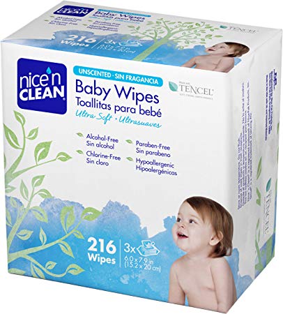 Nice 'n Clean Unscented Baby Wipes, 216 Count
