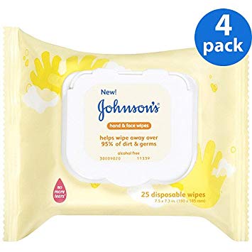 Johnson's - Hand & Face Wipes, 100 count, 4-pack