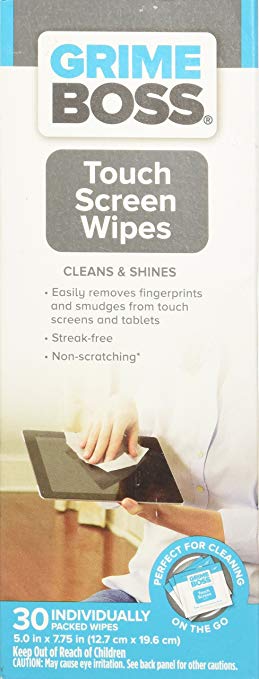 Grime Boss Touch Screen Wipes, 30 Count