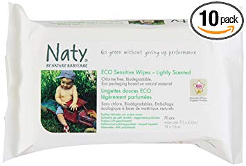 Naty Eco-sensitive Lightly Scented Wipes, 70-Count (Pack of 10)