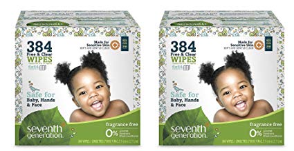Seventh Generation Free and Clear Baby Wipes with Flip Top Dispenser qjrEkR, 2 Pack (384 Count)