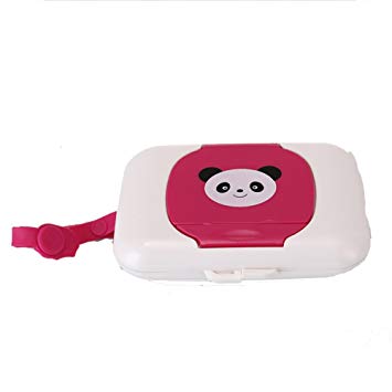 LALANG Wet towel box Portable Travel Wipes Dispenser Case for Stroller Diaper Bag (Hot pink)