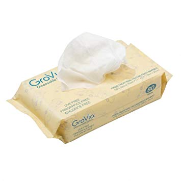 GroVia All Natural Disposable Baby Wipes, 80 Count