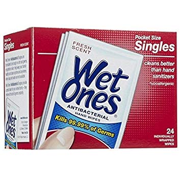 Wet Ones Singles, 24 Count (Pack of 6)