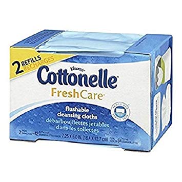 Cottonelle Fresh Care Flushable Cleansing Cloths Refills 84 Count Packages - Packaging May Vary - 2 Pack...