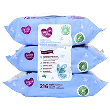 Parent's Choice Sensitive Wipes, 216 sheets (Pack of 3)