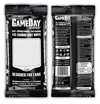 Gameday Biodegradable Bamboo Body Wipes, 30 ct