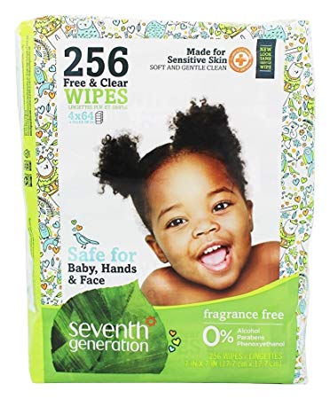 Seventh Generation Free and Clear Baby Wipes 256 Count