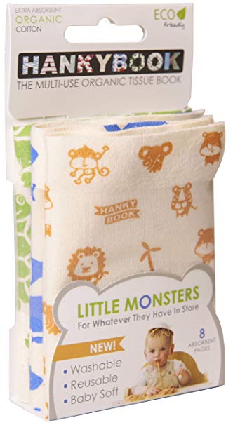 HankyBook Eco Friendly Baby Wipe Book (Set of 3), Compact and Portable With 8 Soft and Absorbent Organic...