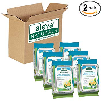Aleva Naturals Bamboo Baby Tooth 'n' Gum Wipes, ' Gum Wipes, 30 Count (Pack of 6)