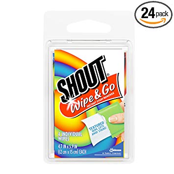 Shout Wipe & Go Wipes, single pack with 4 wipes