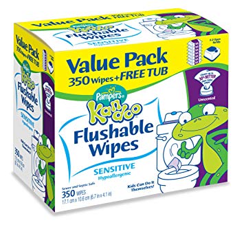 Pampers Kandoo Flushable Wipes, Sensitive Value Pack, 350 Count