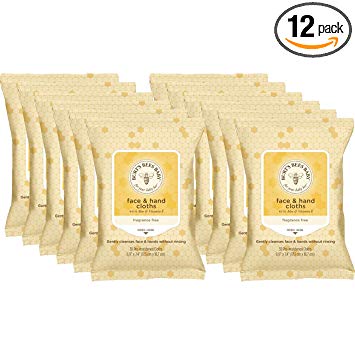 Burt's Bees Baby Face & Hand Cloths, Unscented Cleansing Wipes - 30 Wipes (Pack of 12)