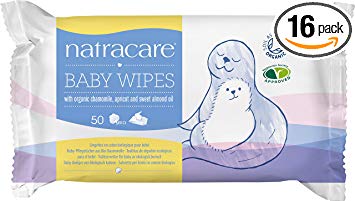 Natracare Organic Cotton Baby Wipes, 50 Count (Pack of 16)