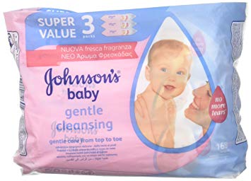 LOT of 3 Johnson's Baby Skincare Wipes,56 Count Per Pack