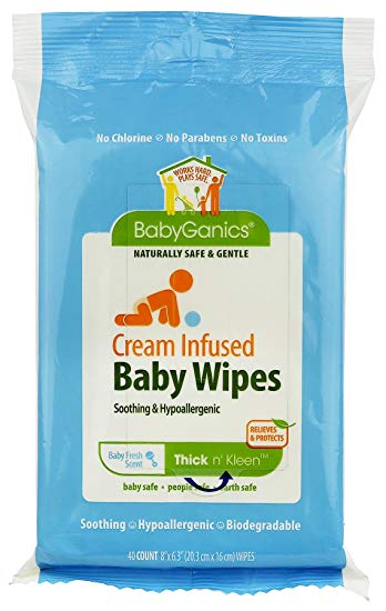 Babyganics Cream Infused Baby Wipes - Unscented - 40 ct
